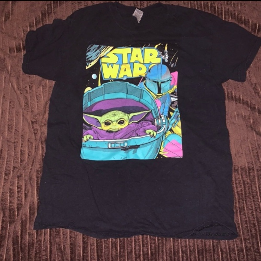 Star Wars Mandalorian & Grogu black graphic short sleeve tshirt size medium